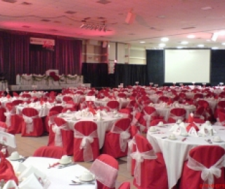 Red Chairs in Banquet Hall